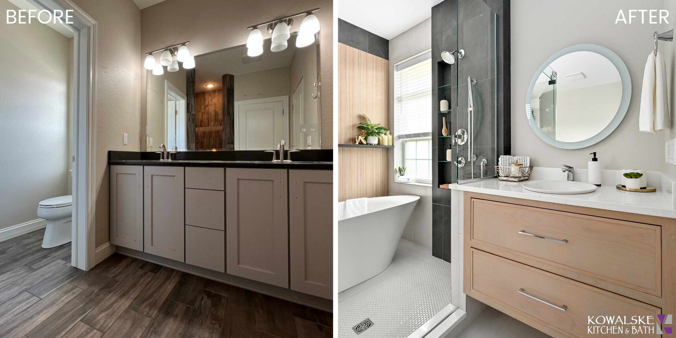 Bathroom before and after
